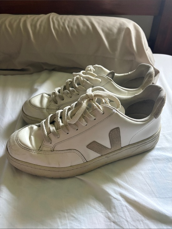 Veja Shoes - Veja White Sneakers with Tan Suede Heel Tabs
